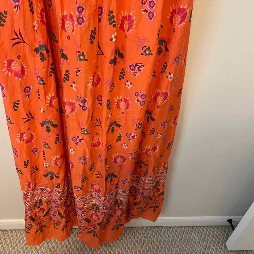 Anthropologie Orange Floral Maxi Dress - Picture 6 of 10